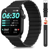 Smartwatch Herren Damen mit Telefonfunktion/SOS Notfallkontakt,Neu Touchscreen Fitnessuhr Tracker, 100 Sport, Herzfrequenz/Schlafmonitor/SpO - Schwarz