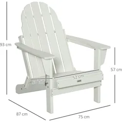 Outsunny - Adirondack Gartenstuhl - 75B x 87T x 93H cm - weiß