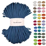 Sznurkomania, Geflochtene Baumwollkordel 5mm 100m, 46 Farben, Häkelkordel, Makramee Kordel, Makramee Garn, Premium Garn, Makramee Seil, (Benzin)