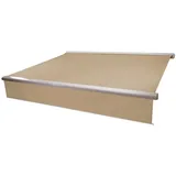 MCW Elektrische Kassetten-Markise H124, Vollkassette, 5x3m ausfahrbarer Volant Polyester Creme