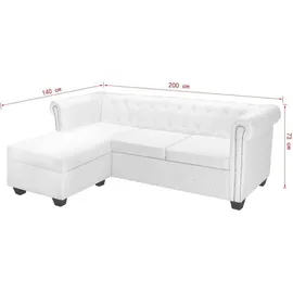 vidaXL Chesterfield-Sofa L-Form Kunstleder Weiß