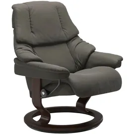 Stressless Stressless® Relaxsessel »Reno«, (Set, Relaxsessel mit Hocker), mit Hocker, mit Classic Base, Größe S, M & L, Gestell Braun grau