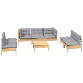 vidaXL Lounge-Set 8-tlg. braun/grau inkl. Kissen