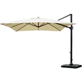MCW Ampelschirm A39 3x3m Drehbar Creme mit Ständer