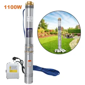 Jiubiaz Tiefbrunnenpumpe 1.1kW/1.5hp bis 4.000 l/h Fördermenge Edelstahl