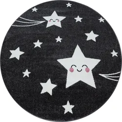 Kinderteppich AYYILDIZ TEPPICHE "Kids 610", grau, H:12mm Ø:160cm, Kunstfaser, Teppiche, Sterne Motiv, Kurzflor