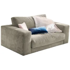 KAWOLA Doppelsessel MADELINE Cord 170 x 86 x 0 cm Grau mit Kissen, Rollen