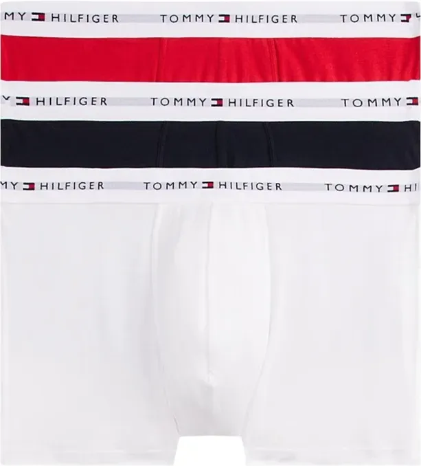 Tommy Hilfiger Herren SIGNATURE CTN ESS 3P Trunk – Desert Sky/Weiß/Primary Red – Größe L