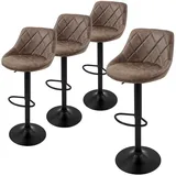ML-Design Barhocker 4er Set aus Kunstleder Braun Gepolsterter Barstuhl mit Rückenlehne und Fußstütze, Tresenhocker 360° drehbar, Bistrohocker Hocker Drehstuhl Barstühle