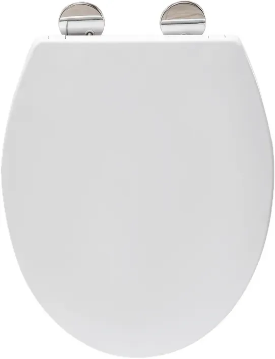 HomSeat O-förmiger Premium-Toilettensitz mit Absenkautomatik und Edelstahlhängern – aus hochwertigem Duroplast, 44,6 x 37,3 cm, 1 Set