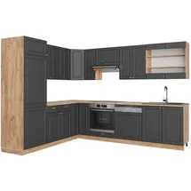 Vicco Winkelküche L-Form 227 x 287 cm Eiche Anthrazit Gold