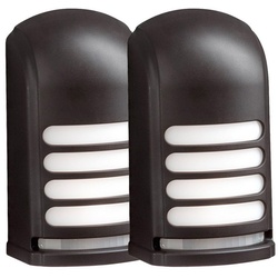 KONSTSMIDE LED Außen-Wandleuchte, LED fest integriert, Neutralweiß, 2er Set, Hauswand Treppenbeleuchtung mit Bewegungsmelder, Schwarz schwarz