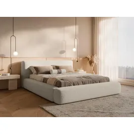 FEDVE Polsterbett Beige Textil, 120x200 cm, - Beige