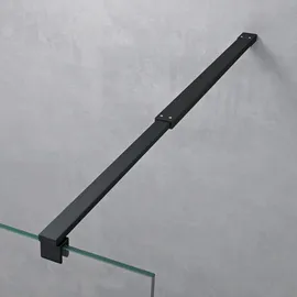 doporro Duschwand Duschtrennwand 140x200 Walk-In Dusche schwarz mit Doppel-Stabilisator aus Echtglas 10mm ESG-Sicherheitsglas Klarglas mit Labyrinth