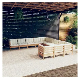 vidaXL 11-tlg. Garten-Lounge-Set mit Kissen Honigbraun Kiefernholz
