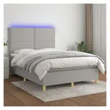 vidaXL Boxspringbett 140 x 200 cm LED Helles Grau