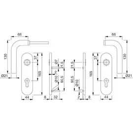 HOPPE Drückergarnitur Bonn 150Z/353K Klasse 3 Bad SK/OL Entf. 78mm VK 8mm