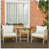 Outsunny 3er Set Rattan Gartenmöbel-Set 3-tlg. Gelb/Creme
