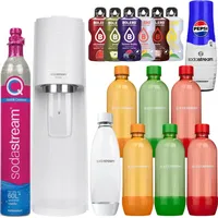 Wassersprudler SodaStream Terra White + 7 Flaschen, 1L, Weiß/Orange/Grün/Rot + Bolero + Pepsi-Sirup 440 ml - Weiß