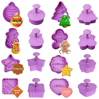 XINRANFF Keksausstecher Weihnachten 8 Stück Plätzchen Ausstecher Weihnachten Lebkuchen Ausstechformen Kinder Cookie Keks Stempel Plätzchenausstecher Weihnachtsausstecher Set für Kekse, Schokolade