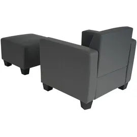 Mendler Modular Sessel Loungesessel mit Ottomane Lyon Kunstleder 58 x 76 x 0 cm Grau