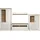 trendteam smart living - Shade - Wohnzimmerkombination - Weiß/Eiche - Vitrine hoch, TV-Unterteil, Wandboard, Vitrine halbhoch - (BxHxT) 368 x 194 x 45 cm - silberfarbene Griffe