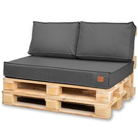 Bielik Palettenkissen 120 x 80 Set für Palettenmöbel | Wasserdicht Europaletten Sitzkissen Made in EU | Palettensofa komplett besteht aus 3 Teilen in Farbe: Dunkelgrau