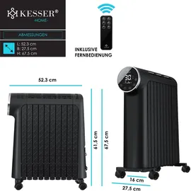 Kesser KESSER® Ölradiator 2500W Elektrische Heizung Heizkörper Elektroheizung energiesparend mit Display WiFi App & Fernbedienung Touchscreen - Mobil Öl Radiator 24h Timer, Thermostat & Überhitzungsschutz