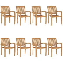 vidaXL Stapelbare Gartenstühle mit Kissen 59,9 x 96,1 x 27,8 cm creme 8 St.