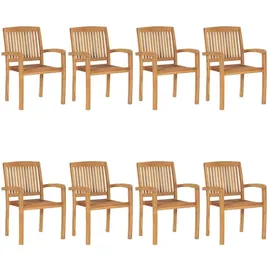 vidaXL Stapelbare Gartenstühle mit Kissen 59,9 x 96,1 x 27,8 cm creme 8 St.