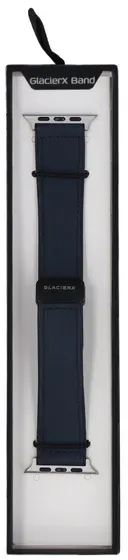 Neues GlacierX Lederarmband mit magnetischer Schnalle Mitternachtsblau für die Apple Watch 42/44/45/49mm Marineblau