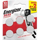 Energizer Lithium-Knopfzelle CR-Typ 2032 Bonus Pack 4 + 2 Stück