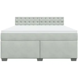 vidaXL Boxspringbett mit Matratze Hellgrau 180x200 cm Samt