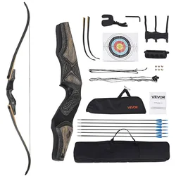 VEVOR Takedown Recurvebogen Holzbogen Pfeile Kit Jagd Praxis 22,68kg 1524mm