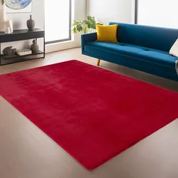 Teppich AYYILDIZ TEPPICHE "JOY 1400", rot, B:140cm H:11mm L:200cm, Polyester, Teppiche, auch Läufer, uni Kurzflor, Wohnzimmer, Kinderzimmer