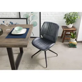 Massivmoebel24 Stuhl Leder blau 2er Set