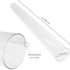 Lemodo Glasröhre für Pelletfackel hitzebeständig bis 600°C 100 cm Weiß