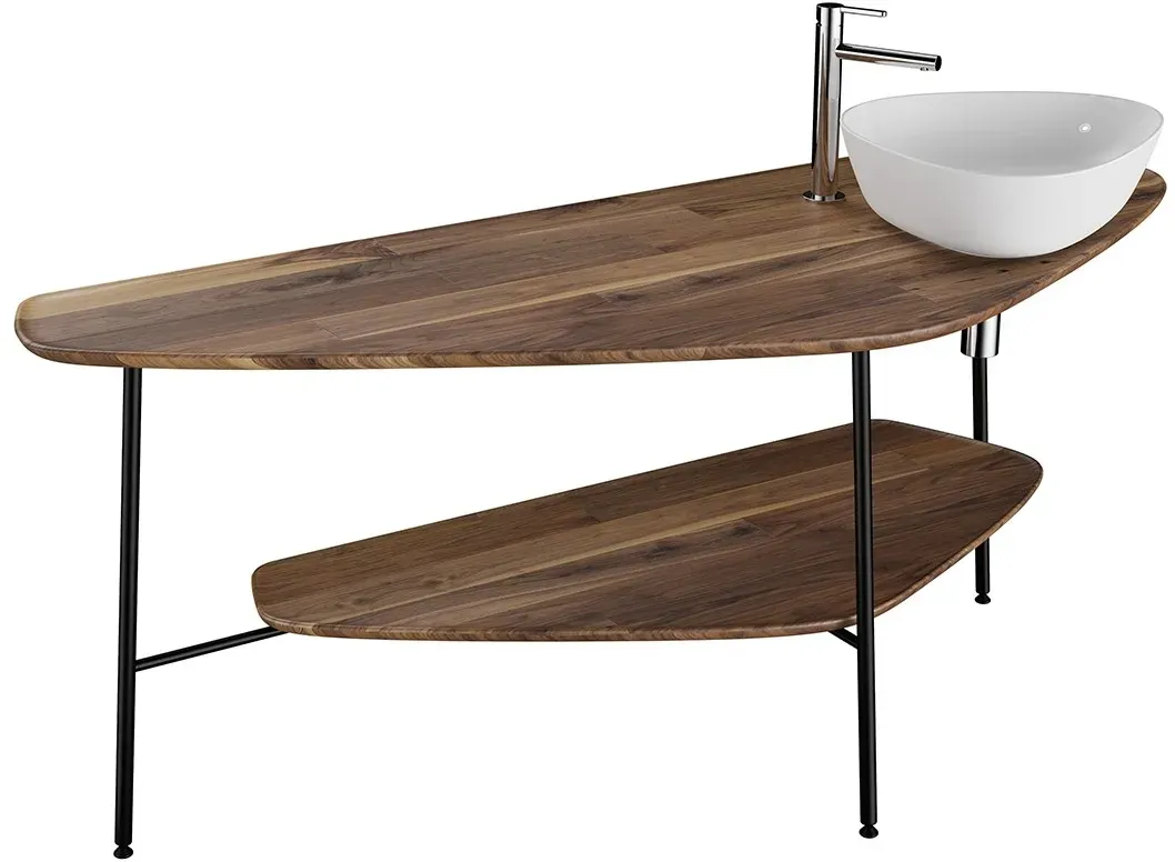 VitrA Plural Konsole 162 cm 1 Ausschnitt rechts für Aufsatzschale Eiche Dunkel Echtholz,64041 64041