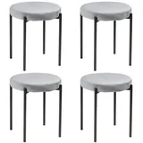 Home4You Hocker 4er Set, 38 x 45 cm - Grau Schwarz Samt Metallgestell stapelbar - 4er Set