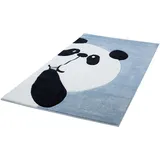 Carpet City Kinderteppich Flachflor Bueno Panda-Bär in Blau mit Konturenschnitt für Kinderzimmer; Größe: 160x230 cm