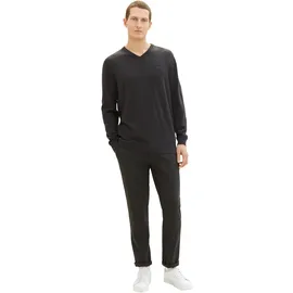 Tom Tailor 1038427 Basic Knit Pullover Mit V-ausschnitt Black Grey Melange XL