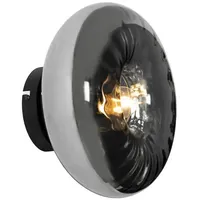 QAZQA Art-Deco-Wandleuchte schwarz mit Rauchglas - Ayesha