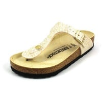 Birkenstock Damen Gizeh' Flip Flops, Shiny Python Eggshell Gold, 35 EU - 35 EU