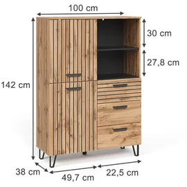 Vicco Garderobenset Amber 100 x 142 cm Eiche Wotan