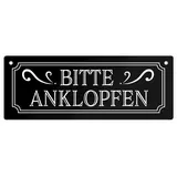speecheese Bitte anklopfen Metallschild in Retro Optik Schild für die Zimmertür Blechschild für die WG