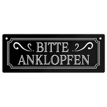 speecheese Bitte anklopfen Metallschild in Retro Optik Schild für die Zimmertür Blechschild für die WG