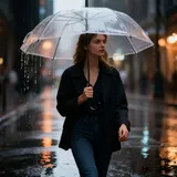 shop'n smile ideoon Transparenter Regenschirm mit Automatik, 85 cm Durchmesser, klarer Glockenschirm für Damen & Herren, robuster Stockschirm mit Einhand-Öffnung