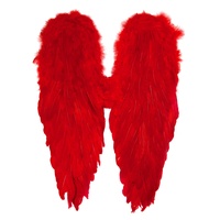 Rote Flügel aus Federn - Kostüm-Zubehör für Karneval, Halloween & Motto-Party