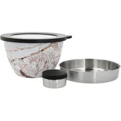 Salatschüssel S'WELL "S'well Calacatta Gold Salad Bowl Kit, 1.9L", gold (calacatta gold), B:21cm H:12cm T:19cm, Edelstahl, Schüsseln, Therma-S'well-Technologie mit vakuumisolierten Außenschale