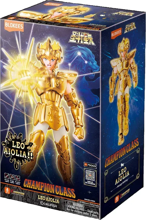 Blokees Saint Seiya Champion Class Figur: Leo Aiolia, 15 cm, für Home-Dekoration, Spielzeugset, sammelbares Geschenk für Erwachsene und Sammler